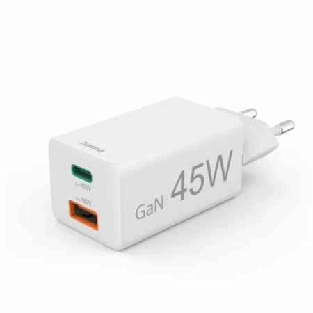 Chargeur Rapide Hama Dual Ports 45W 1x USB-C, 1x USB – Blanc -086444 Tunisie