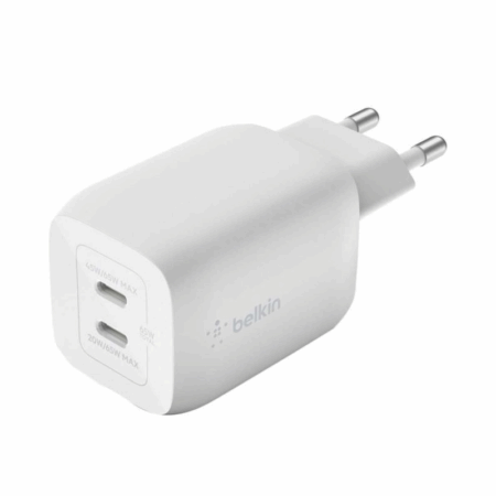Chargeur Secteur Belkin Boostcharge Pro Double Port Usb-c Gan Avec Technologie Pps 65 W- Blanc -wch013vfwh Tunisie