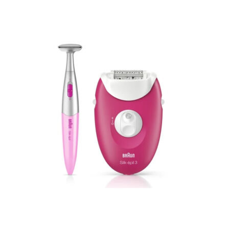 Épilateur Braun Silk Epil 3 + Tondeuse Bikini SE3-420 Blanc & Rose Tunisie