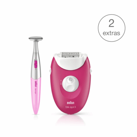 Épilateur Braun Silk Epil 3 + Tondeuse Bikini SE3-420 Blanc & Rose Tunisie