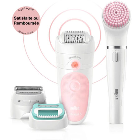 Épilateur Braun Silk-Epil 5 Wet & Dry SES5-875BS Blanc & Rose Tunisie