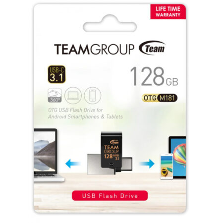 Clé Usb Otg Type C Teamgroup M181 128 Go Usb 3.1 – Noir – TM1813128GB01 Tunisie