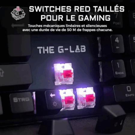 Clavier Gamer Mécanique THE G-LAB RGB Red Switch – Noir -Keyz-Palladium/FR Tunisie