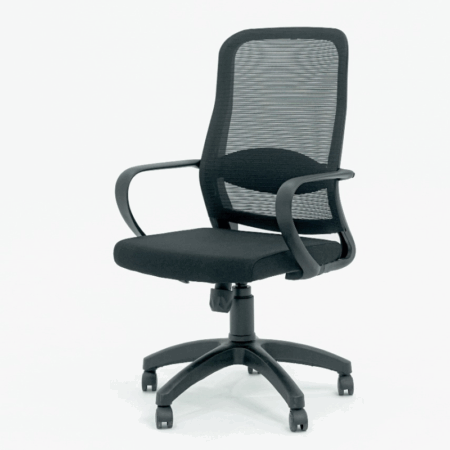 Chaise Secrétaire Solo Avec Accoudoirs Chrome – Noir Tunisie