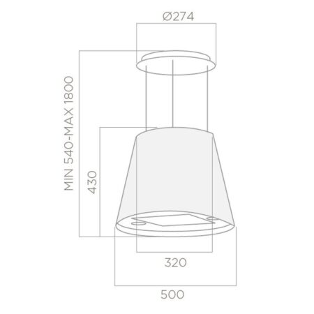 Hotte Centrale Lustre LAGO Focus 50 cm Inox Tunisie
