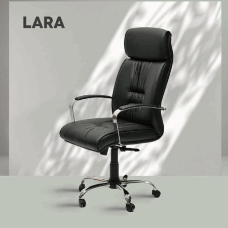 Chaise De Bureau LARA Noir – Base Chrome Tunisie