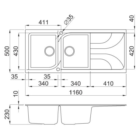 Évier Graniteck Focus F.116G Gris Tunisie