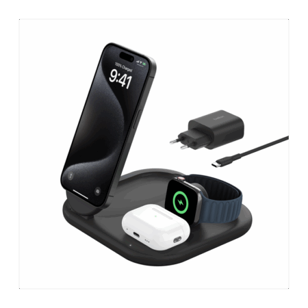 Socle De Recharge 3-en-1 Aimantée Et Pliable Avec Qi2 15 W – Noir – WIZ029vfBK Tunisie
