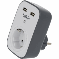 Prise Belkin Avec Chargement Usb Partagé 2 X 2,4 A – Blanc & Gris -bsv103vf Tunisie