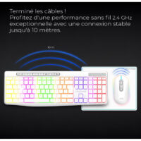 Ensemble Clavier Et Souris Gamer Sans Fil Advance R-type Cls-3100 Rgb – Blanc -CLS-3100WT Tunisie