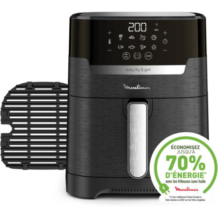 Friteuse Grill Sans Huile 2en1 Moulinex EZ505810 + 50 Pièces de Papier Cuisson Gratuit Noir Tunisie