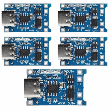 Lot de 5 Module chargeur de Batterie 18650 TP4056 5V Type C Micro USB 1A double sortie Tunisie