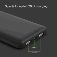 Power Bank Belkin Boost Charge 3 ports 10K  – Noir – BPB011BTBK Tunisie