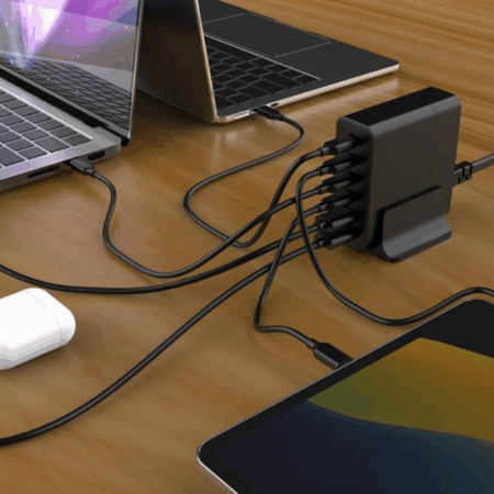 Chargeur Rapide Usb GaN 75 W à 6 ports – Noir – TA-UC-2A4C-PD75-01-BK Tunisie