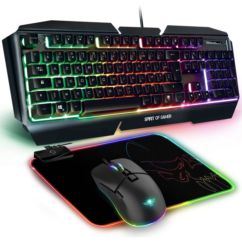 Gaming 3 en 1 Spirit Of Gamer Ultimate 500 Clavier + Souris + Tapis -Noir – CLS-MK500