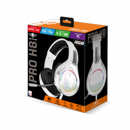 Micro Casque Gamer Spirit Of Gamer Pro H8 Led Rgb – Blanc – MIC-PH8WT Tunisie