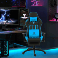 Chaise Gaming Dowinx LS-6670 Avec Fonction Massage Et Repose Pied- LS6670-BLUE Tunisie