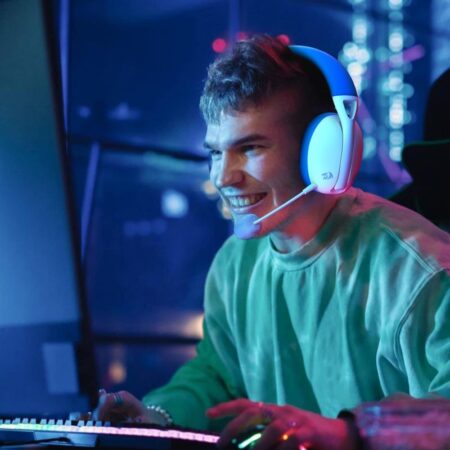 Micro Casque Gaming Redragon H848 Pro – Blanc & Bleu -H848-PRO-BL Tunisie