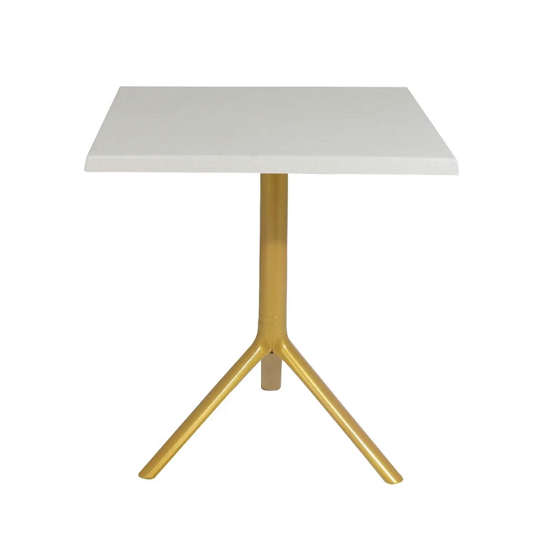 Table Bistrot Noa 3 Pieds 70×70 Cm Werzalit Socle Peinture Doré Sotufab – Blanc Rotin – TBIS144DR