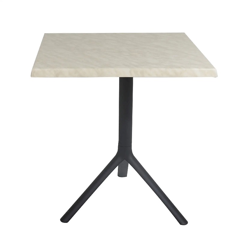 Table Bistrot Noa 3 Pieds 70×70 Cm Werzalit Socle Peinture Noir Sotufab – Marbré – TBIS144NR