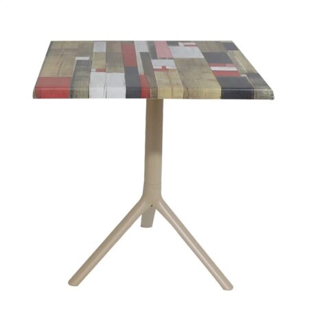 Table Bistrot Noa 3 Pieds 70×70 Cm Werzalit Socle Peinture Grège Sotufab – Redden Wood – TBIS144GR Tunisie