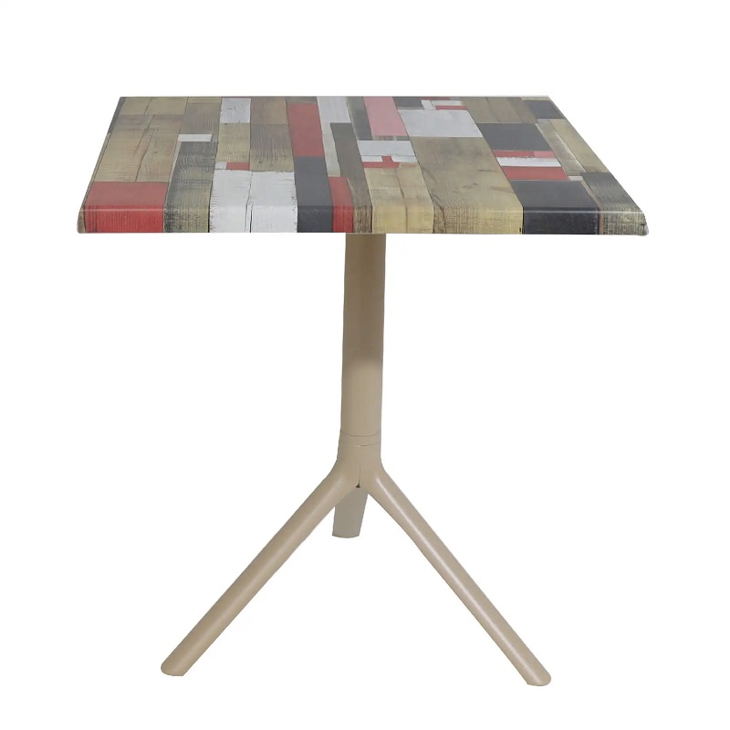 Table Bistrot Noa 3 Pieds 70×70 Cm Werzalit Socle Peinture Grège Sotufab – Redden Wood – TBIS144GR
