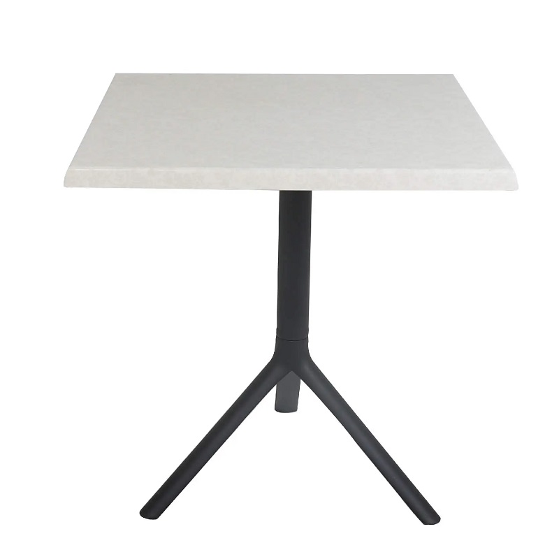 Table Bistrot Noa 3 Pieds 70×70 Cm Werzalit Socle Peinture Noir Sotufab – Blanc Fleur – TBIS144NR