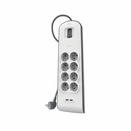 Multiprise Parafoudre Belkin 8 Prises Avec 2 Ports Usb 2.4 A – Blanc & Gris – BSV804VF2M-V2 Tunisie