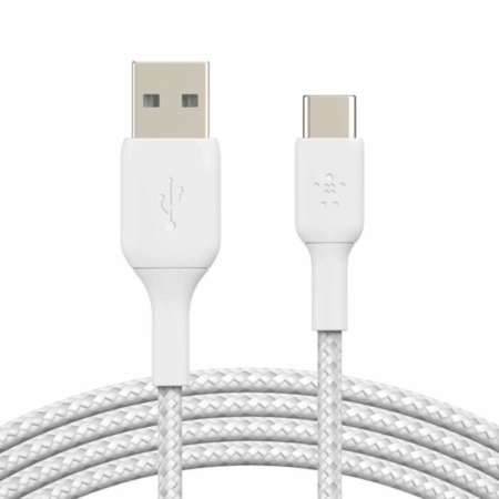 Câble De Charge Belkin Tresse BoostCharge USB-A Vers USB-C 1M – Blanc- CAB002BT1MWH Tunisie