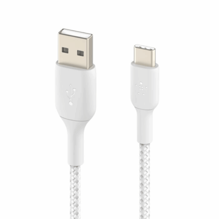 Câble De Charge Belkin Tresse BoostCharge USB-A Vers USB-C 1M – Blanc- CAB002BT1MWH Tunisie