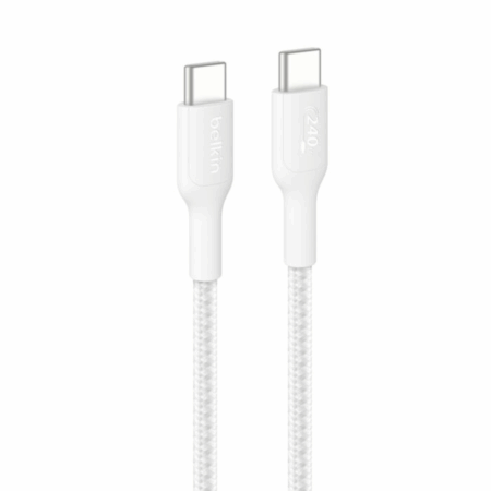 Câble de Charge Belkin USB-C vers USB-C BoostCharge 2m – Blanc – CAB025HQ2MWH Tunisie