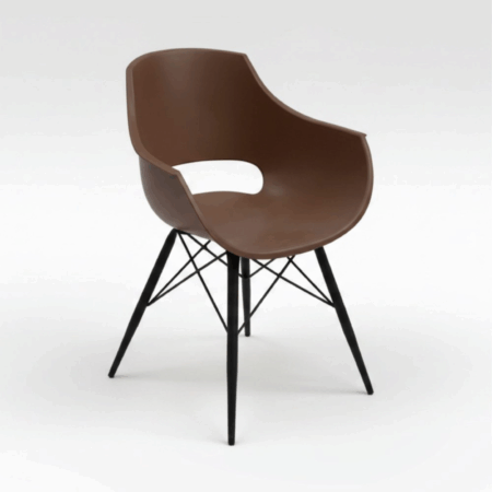 Chaise Cosmos avec Pieds Chromées – Marron – CHP0059MR Tunisie