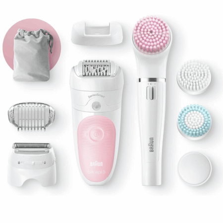 Épilateur Braun Silk épil 5 Wet & Dry Pour Visage et Corps SES5-875BS Blanc & Rose Tunisie