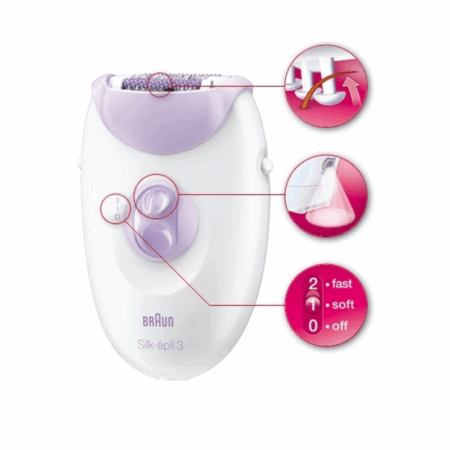 Épilateur Électrique Braun Silk-épil 3 SE3-000 Blanc & Violet Tunisie