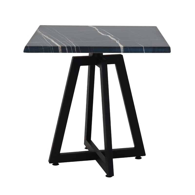 Table Bistrot Mega 70×70 Cm Werzalit Socle Métallique Sotufab – Noir Effet Marbré – TBIS135