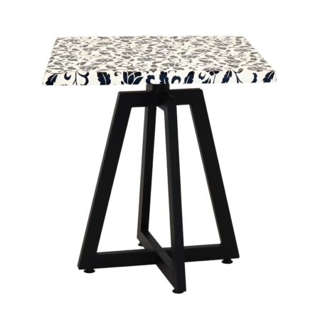 Table Bistrot Mega 70×70 Cm Werzalit Socle Métallique Sotufab – Blanc Fleur Noir – TBIS135 Tunisie
