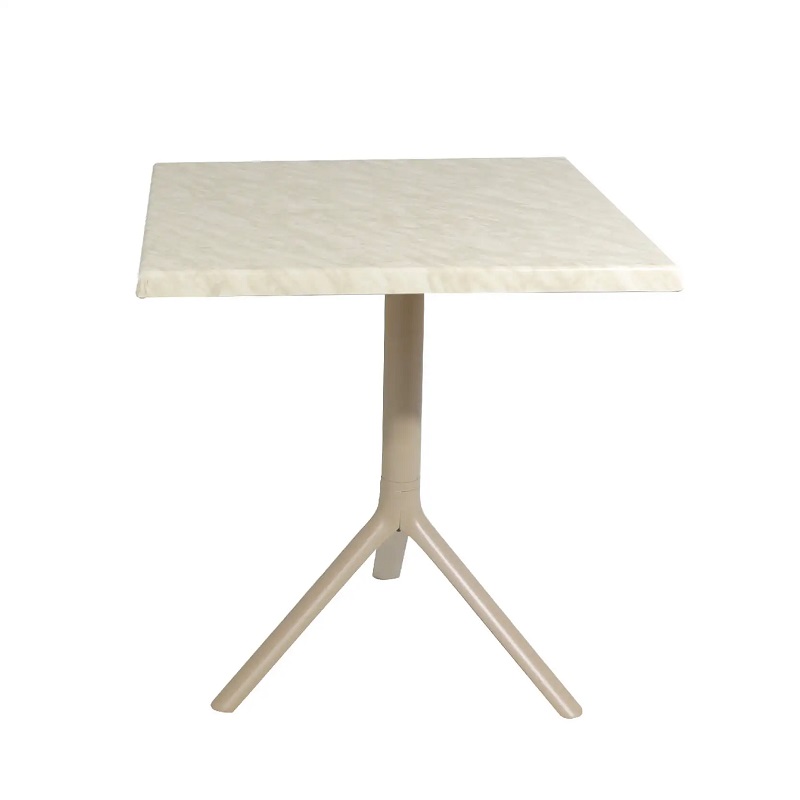 Table Bistrot Noa 3 Pieds 70×70 Cm Werzalit Socle Peinture Grège Sotufab – Marbré – TBIS144GR