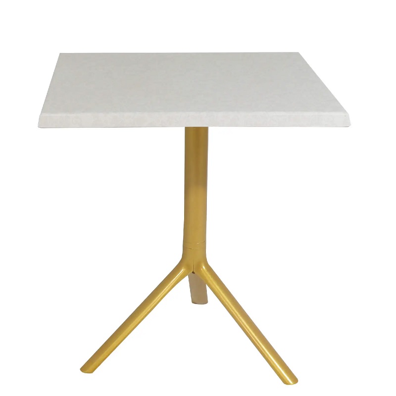 Table Bistrot Noa 3 Pieds 70×70 Cm Werzalit Socle Peinture Doré Sotufab – Blanc Jour – TBIS144DR