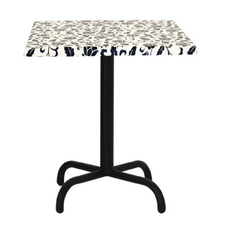 Table Bistrot 70×70 Wz Socle Métallique En Tube Rond – Blanc Fleur Noir – TBIS093 Tunisie