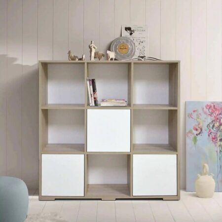 Rangement Salon Cubic – Chêne Brut & Blanc – EB0197 Tunisie