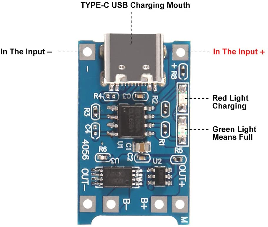 Module chargeur de Batterie 18650 TP4056 5V Type C Micro USB 1A double sortie