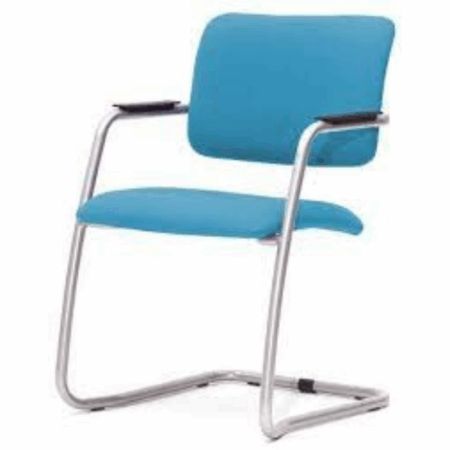Chaise Visiteur Magix Avec Accoudoirs Base Chrome – Bleu Tunisie