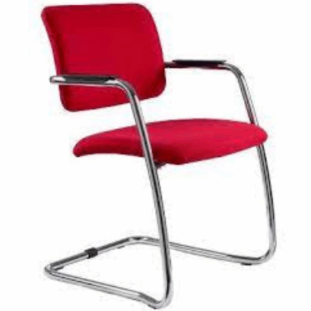 Chaise Visiteur Magix Avec Accoudoirs Base Chrome – Rouge Tunisie