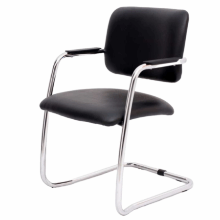 Chaise Visiteur Magix Avec Accoudoirs Base Chrome – Noir Tunisie