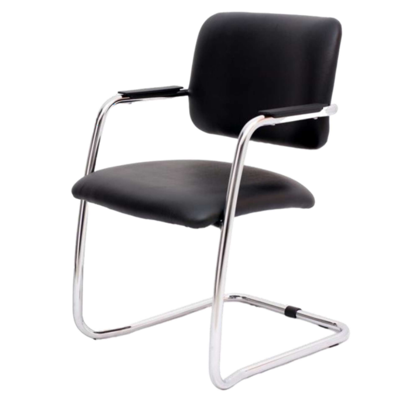 Chaise Visiteur Magix Avec Accoudoirs Base Chrome – Noir