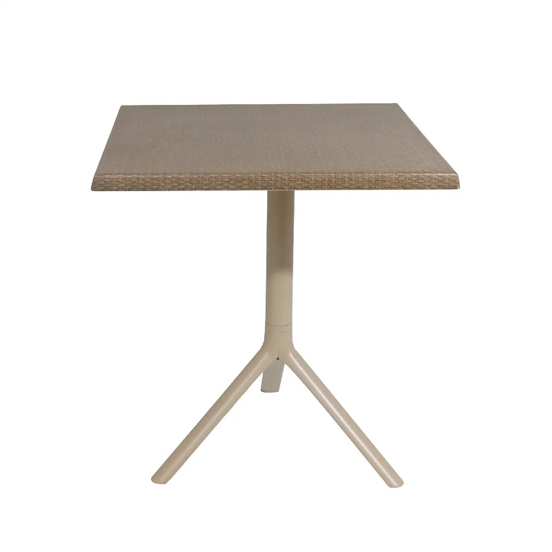 Table Bistrot Noa 3 Pieds 70×70 Cm Werzalit Socle Peinture Grège Sotufab – Noyer Rotin – TBIS144GR