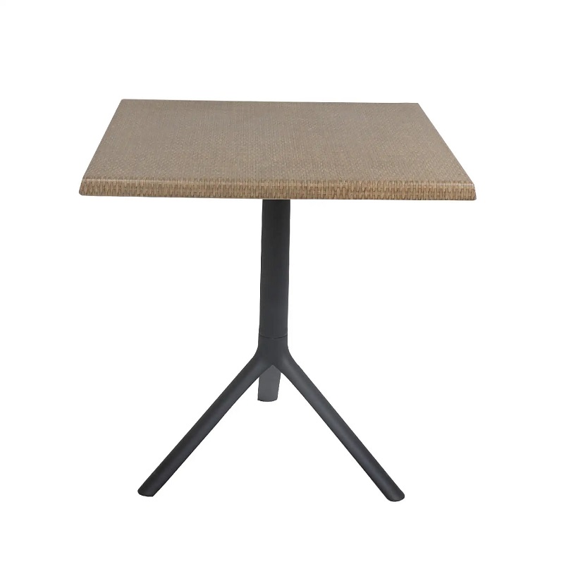 Table Bistrot Noa 3 Pieds 70×70 Cm Werzalit Socle Peinture Noir Sotufab – Noyer Rotin – TBIS144NR