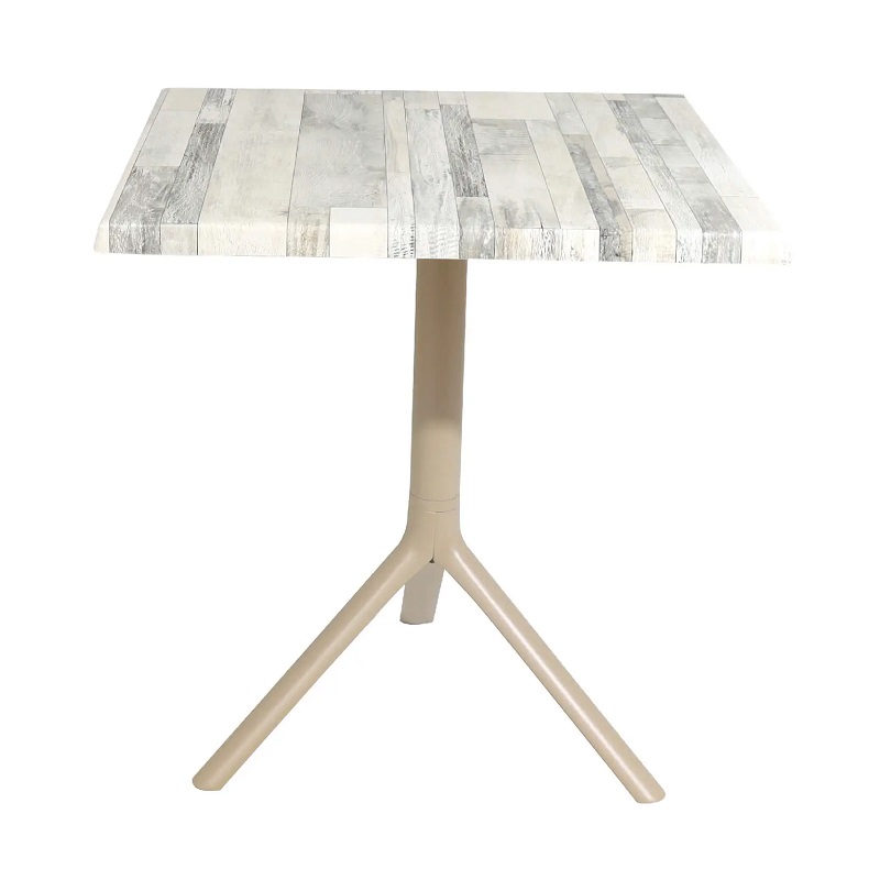 Table Bistrot Noa 3 Pieds 70×70 Cm Werzalit Socle Peinture Grège Sotufab – White Block – TBIS144GR