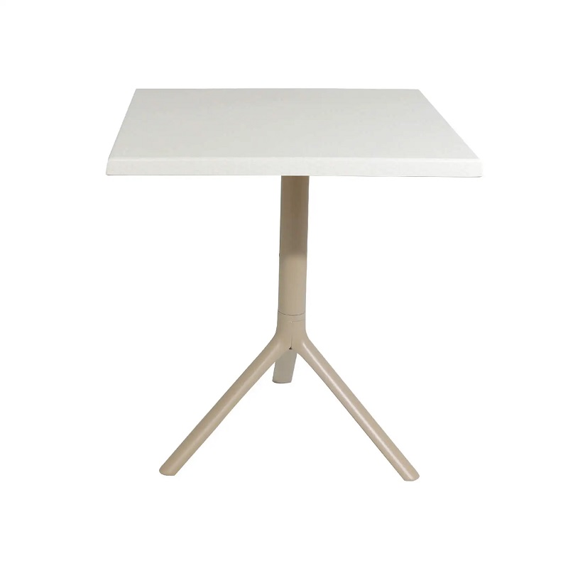 Table Bistrot Noa 3 Pieds 70×70 Cm Werzalit Socle Peinture Grège Sotufab – Blanc Rotin – TBIS144GR