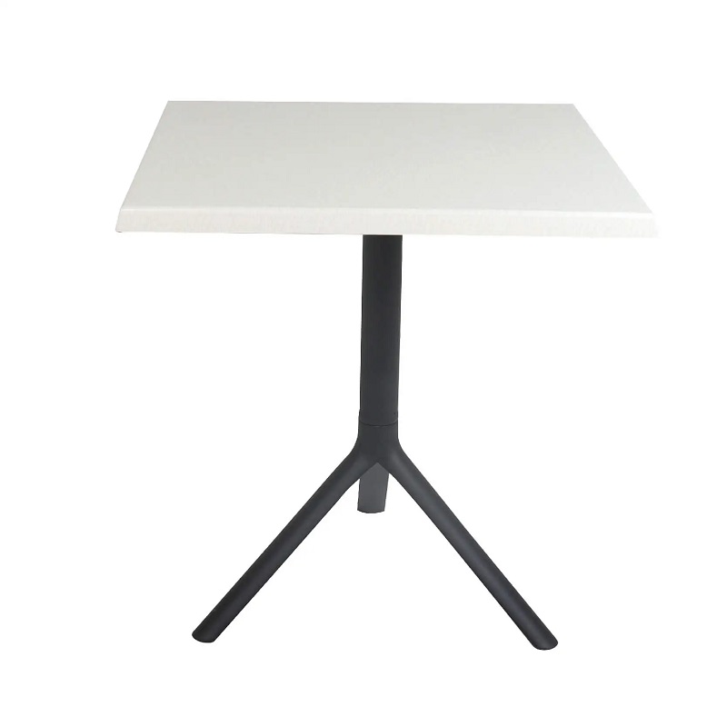 Table Bistrot Noa 3 Pieds 70×70 Cm Werzalit Socle Peinture Noir Sotufab – Blanc Rotin – TBIS144NR